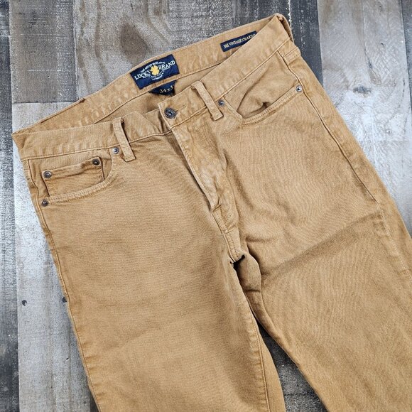 Mens Lucky Brand 361 Vintage Straight size 34x30 Brown Cotton Blend Jeans Pants - Picture 1 of 12